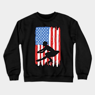American Flag Figure Skating Graphic Crewneck Sweatshirt